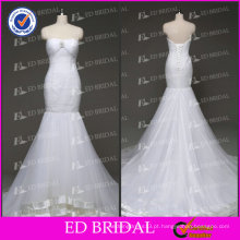 ED Bridal Organza Vestido de casamento Mermaid Strapless Sweetheart Vestidos de casamento plissados ​​brancos em Dubai